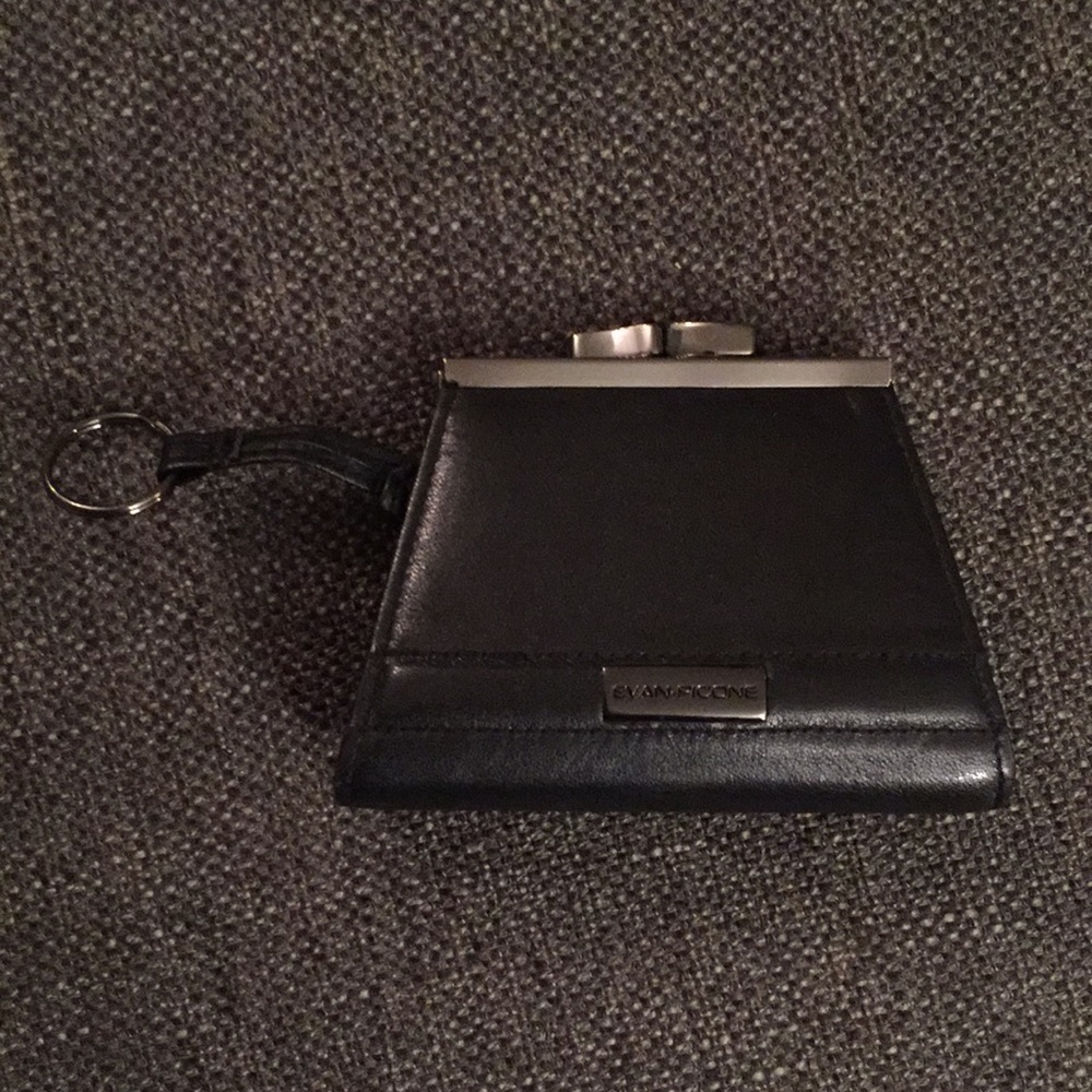 Evan-Picone genuine leather black coin purse